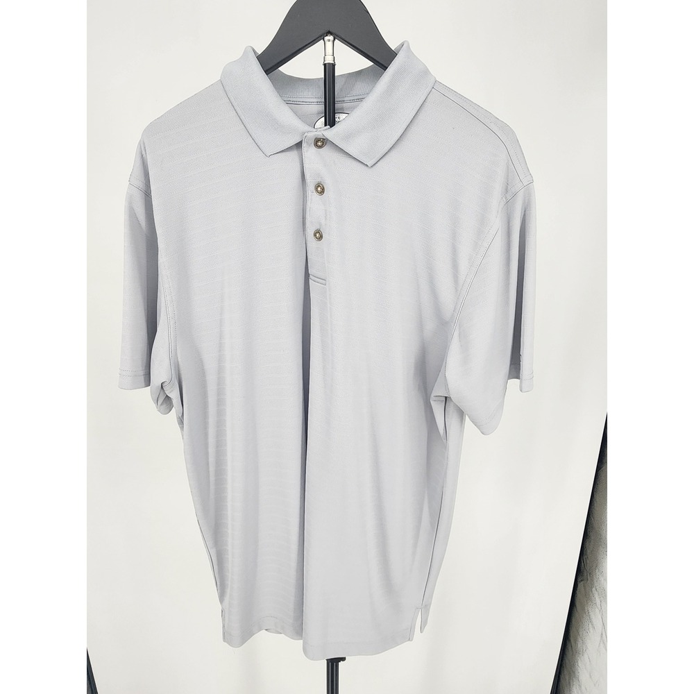 Grand Slam Performance Golf Polo Shirt Mens XXL Slim Fit Grey Striped Short Slv